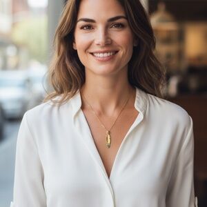 Southwest Enamel and Gold Feather Pendant Hypoallergenic Necklace #231